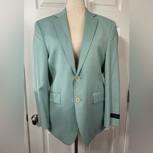 Turnbury Wool Men's Mint Green Blazer Cream satin lining cream buttons